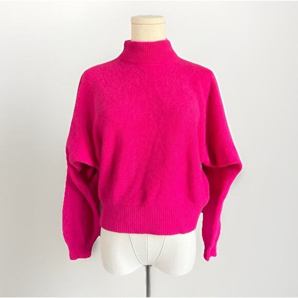 Casual Corner Fuzzy Pink Barbie Sweater Sz M Lambswool Angora Rabbit VTG 90s - Picture 1 of 9